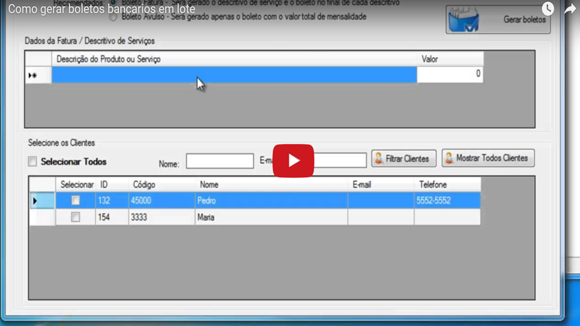 Gerar mutiplos boletos de uma só vez para varios clientes, automatize o seu processo e ganhe tempo